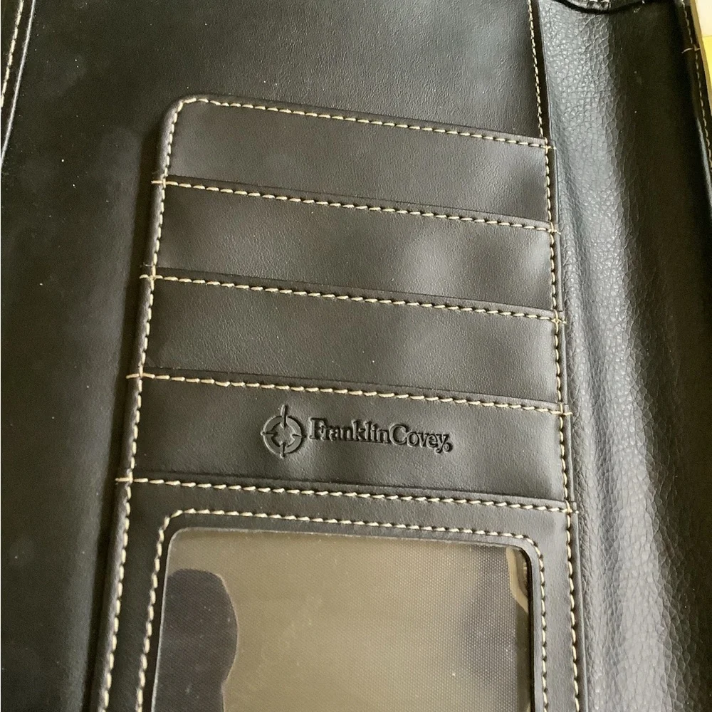 Franklin covey black leather bound planner organizer journal 7x9.5
